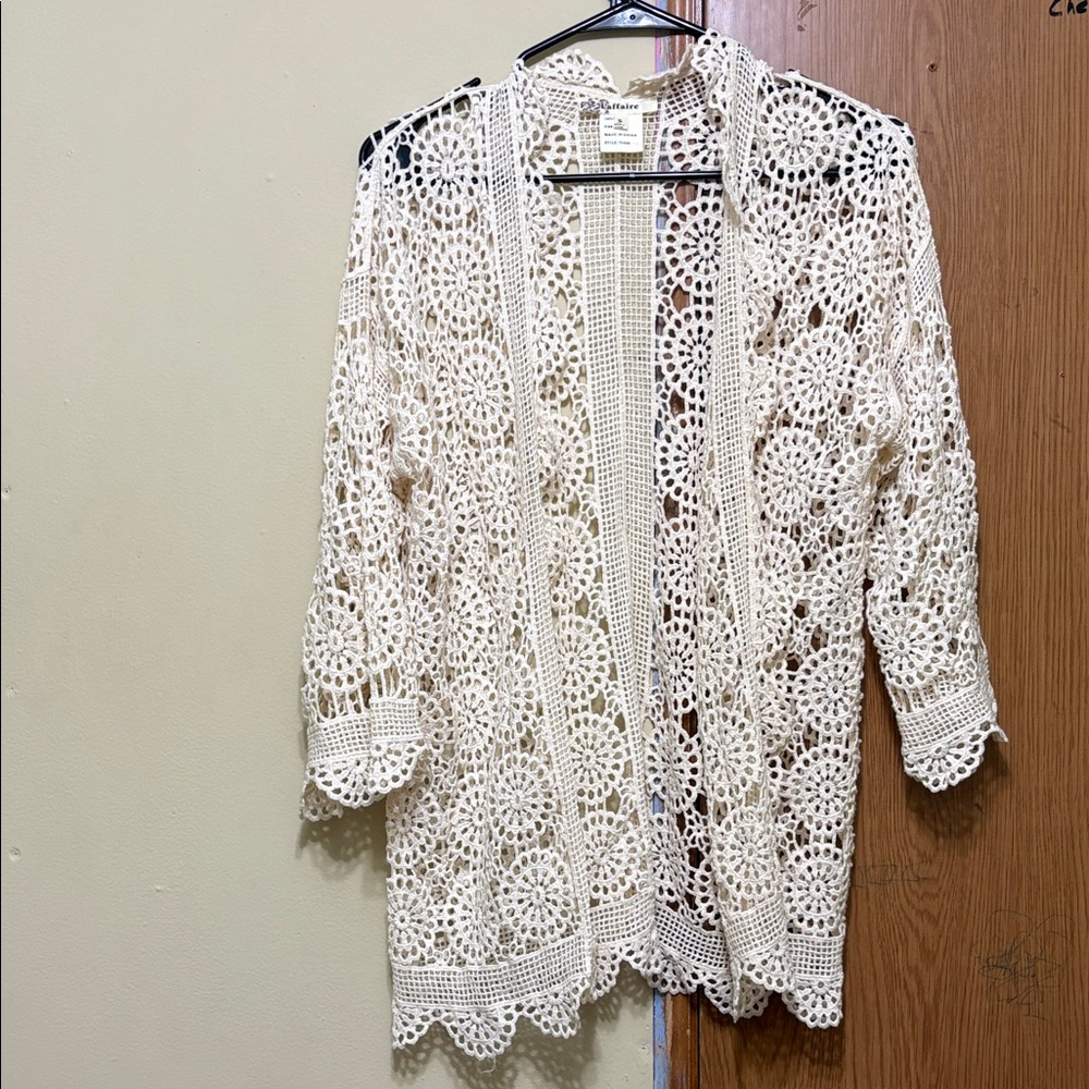 Laffaire Cream Crochet Women's Cardigan